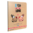 Love Tel Dikili Ofset PP Kapak A5 60 Yaprak izgili Defter (6919) Gpta