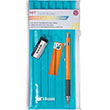 Tombow SH-300 Grip 0.7 Ulu Kalem + Silgi + U + Kalemlik Seti Fosforlu Turuncu