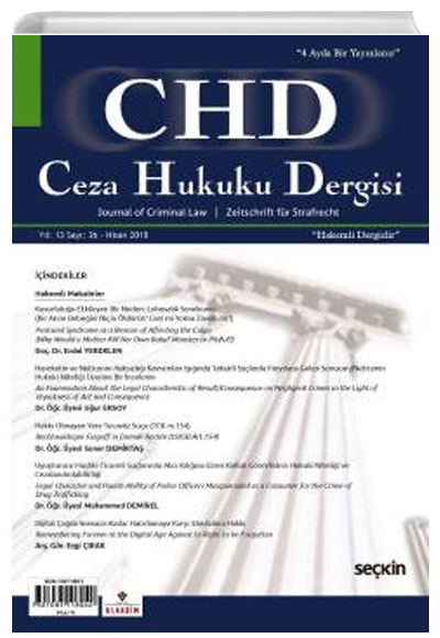 Ceza Hukuku Dergisi Say: 36 - Nisan 2018 Veli zer zbek Sekin Yaynevi