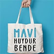 Mavi Huydur Bende Edip Cansever Bez anta B10 Book Tasarm