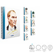 Atatrk Spiralli Karton Kapak Defter A6 80 Yaprak izgili (2614) Gpta