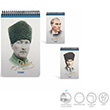 Atatrk Spiralli Mini Karton Kapak Bloknot A7 40 Yaprak izgili Defter Standart (2615) Gpta