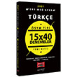 2021 TYT MS KPSS Trke SYM Tipi 15x40 Denemeler Yarg Yaynlar