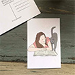 Kitap Okuyan Kzlar Kartpostal (KP187) Book Tasarm