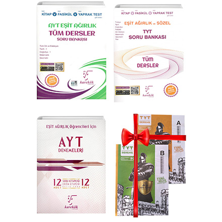 TYT AYT Eit Arlk Tm Dersler Soru Bankas ve 12 li Deneme Seti Deneme Snav HEDYEL Karekk Yaynlar