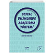 Sosyal Bilimlerde Aratrma Yntemi Der Yaynlar