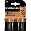 Duracell Alkalin AA Kalem Piller LR6/MN1500 4 l Paket