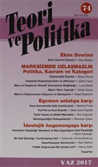 Teori ve Polikita Dergisi Sayı: 74 Yaz 2014 Teori ve Politika Dergisi Yayınları