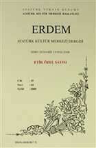 Erdem Atatrk Kltr Merkezi Dergisi Say : 44 Eyll 2005 (Cilt 14 ) Etik zel Says Atatrk Kltr Merkezi Yaynlar