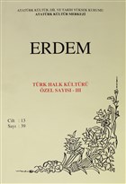 Erdem Atatrk Kltr Merkezi Dergisi Say : 39 Eyll 2001 (Cilt 13 ) Trk Halk Kltr zel Says - 3 Atatrk Kltr Merkezi Yaynlar