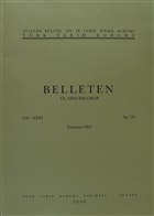 Belleten Say: 123 Cilt: 31 Trk Tarih Kurumu Yaynlar